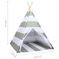 Kindertent Grijs en Wit 120 x 120 x 150 cm Massief grenenhout 7