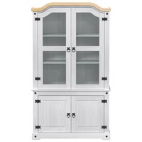 Vitrinekast Wit 103,5 x 42 x 180 cm Massief grenenhout 4