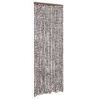 Vliegengordijn 90x200 cm chenille bruin en wit 2