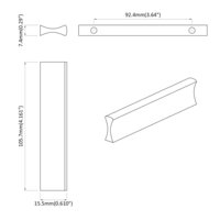 Handvat Effen 2 pcs Zilver 105.7 x 7.4 x 15.5 mm Aluminium 7