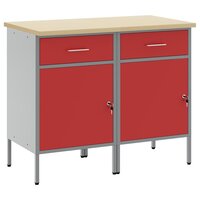 Werkkast met lade 2 pcs Rood en Grijs 100 x 55 x 85 cm 2