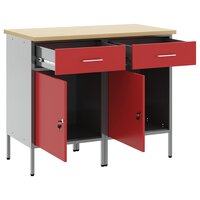 Werkkast met lade 2 pcs Rood en Grijs 100 x 55 x 85 cm 4