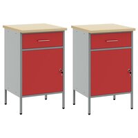 Werkkast met lade 2 pcs Rood en Grijs 100 x 55 x 85 cm 5