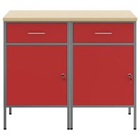 Werkkast met lade 2 pcs Rood en Grijs 100 x 55 x 85 cm 9