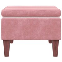 Kruk met houten poten fluweel roze 5