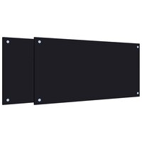 Spatschermen keuken 2 st 80x40 cm gehard glas zwart 2