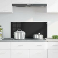 Keuken Achterwand Zwart 90 x 40 cm gehard glas 3