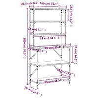 Bakkersrek 6-laags 90x40x180 cm bewerkt hout bruin eikenkleur 9