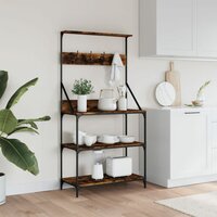 Bakkersrek met haken 4-laags bewerkt hout gerookt eikenkleurig 3