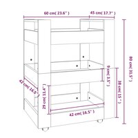 Keukentrolley 60x45x80 cm bewerkt hout wit 8