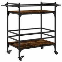 Keukentrolley 82x40x78,5 cm bewerkt hout gerookt eikenkleurig 9