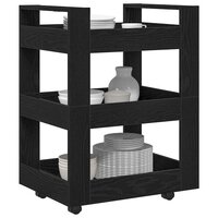 Keukentrolley Zwart Eiken 60 x 45 x 80 cm Bewerkt hout 3