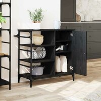 Keukentrolley Zwart Eiken 87.5 x 39 x 84.5 cm Bewerkt hout 4