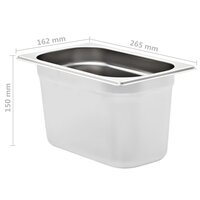 Gastronormbakken 4 st GN 1/4 150 mm roestvrij staal  8
