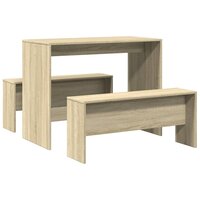 3-delige Eettafel en bankenset bewerkt hout sonoma eikenkleurig 6