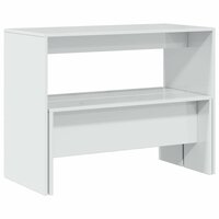3-delige Eettafel en bankenset bewerkt hout hoogglans wit 7