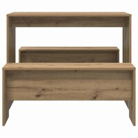 3-delige Eettafel en bankenset bewerkt hout artisanaal eiken 5