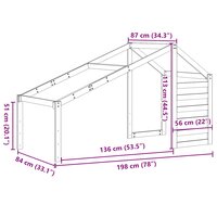 Kinderbedhuisje 198x87x113 cm massief grenenhout wasbruin 9