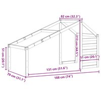 Kinderbedhuisje 188x82x113 cm massief grenenhout wit 9