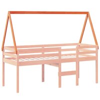 Kinderbedhuisje 199x80,5x88 cm massief grenenhout wasbruin 3