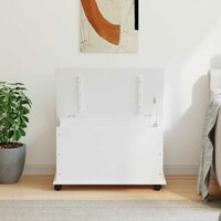 Opbergkist met wielen ALTA 73x39,5x43 cm massief grenenhout wit 3