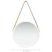 Wandspiegel met band 40 cm wit 6