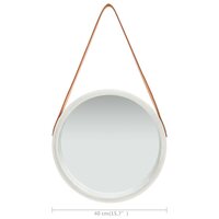 Wandspiegel met band 40 cm zilverkleurig 6
