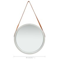 Wandspiegel met band 50 cm zilverkleurig 6