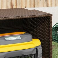 Garage voor robotmaaier 86x90x52/57 cm poly rattan bruin 4