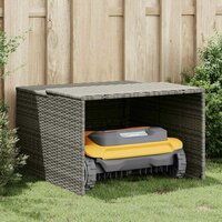 Garage voor robotmaaier 86x90x52/57 cm poly rattan grijs 3