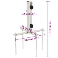 Parasolvoet met grondpennen voor &Oslash;32-38 mm staal zilverkleurig 5
