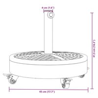 Parasolvoet met wielen voor stok van &Oslash;38 / 48 mm 27 kg rond 8