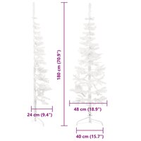 Kunstkerstboom half met standaard smal 180 cm wit 9