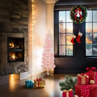 Kunstkerstboom half met standaard smal 120 cm roze 2