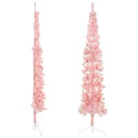 Kunstkerstboom half met standaard smal 210 cm roze 3