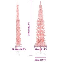Kunstkerstboom half met standaard smal 210 cm roze 8