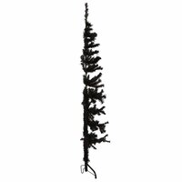Kunstkerstboom half met standaard smal 150 cm zwart 4