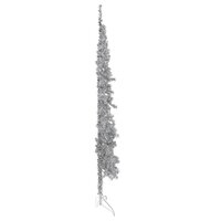 Kunstkerstboom half met standaard smal 210 cm zilverkleurig 2