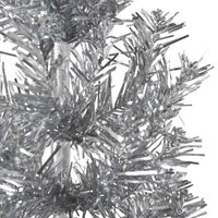 Kunstkerstboom half met standaard smal 210 cm zilverkleurig 5