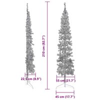 Kunstkerstboom half met standaard smal 210 cm zilverkleurig 8