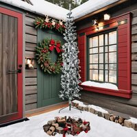 Kunstkerstboom half met sneeuw smal 240 cm 2