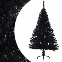Kunstkerstboom met standaard half 150 cm PVC zwart 3