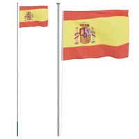 Vlag met vlaggenmast Spanje 6,08 m aluminium 2