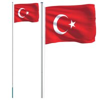 Vlag met vlaggenmast Turkije 6,08 m aluminium 2