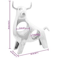 Stierensculptuur Zilver 22 x 9.5 x 34 cm Aluminium 9