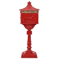 Staande brievenbus Rood 42,5 x 29,5 x 117 cm Gegoten aluminium 2