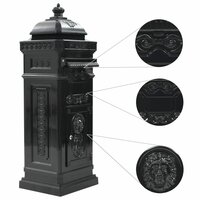 Pilaar brievenbus vintage stijl roestbestendig aluminium zwart 5
