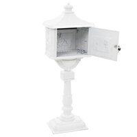 Staande brievenbus vintage stijl roestbestendig aluminium wit 8