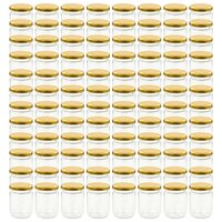 Jampotten met goudkleurige deksels 96 st 230 ml glas 2