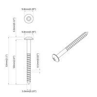 Houtschroeven 2 pcs Zilver 9,8 x 53 mm Staal 6